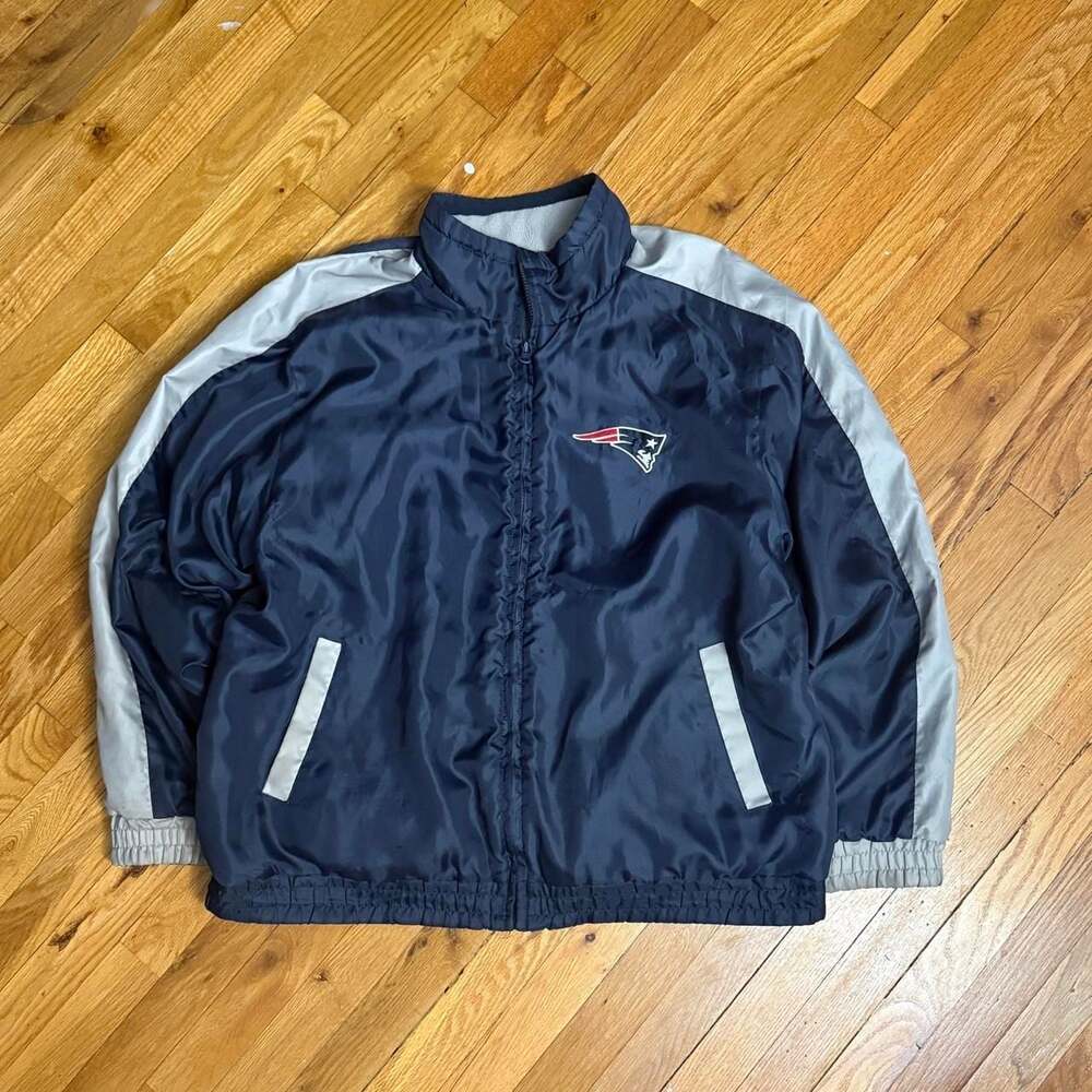 Vintage NFL New England Patriots Reversible Jacket Large Navy Grey